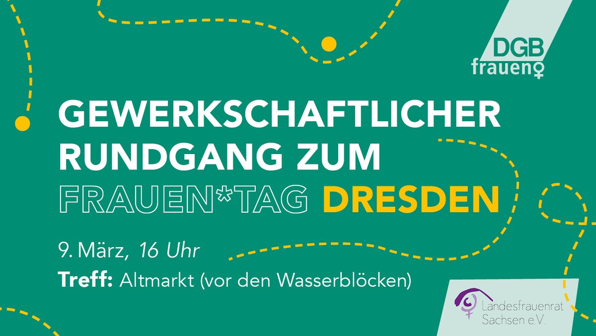 Flaniert mit beim gewerkschaftlichen Frauen*tags-Walk in #Dresden!🚶‍♀️Mit Beiträgen von: Equal Pay Day-Bündnis Dresden, Landesfrauenrat Sachsen, <a href="/Ka_Meier/">Katja Meier</a>, <a href="/NggOst/">Gewerkschaft NGG Ost</a>, <a href="/IGBAU/">IG BAU</a> und <a href="/danielakolbe/">Daniela Kolbe</a>💪Alle DGB-Walks hier 👉👉 sachsen.dgb.de/frauen