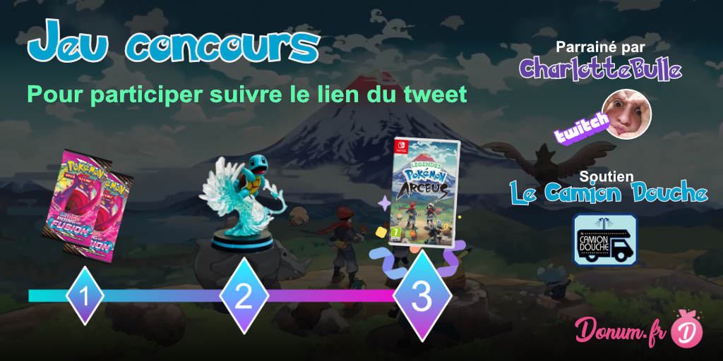 DonumFR's tweet photo. ⚡15 places restantes⚡

Le jeu concours Pokémon a déjà réuni plus de 135 participants !!🤗Plus que 15 places pour participer gratuitement et soutenir l'association Le Camion Douche 🚀

Suivez le lien : 
➡️ https://t.co/0xrdxnECMq

#PokemonLegendsArceus #donum #Giveaway #concours https://t.co/vdgx8fD0gu