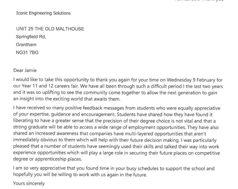 Awesome employer engagement and feedback from one of our local schools