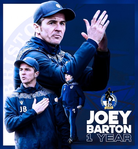 Official_BRFC's tweet photo. 1️⃣ year of @Joey7Barton!

👊 Happy anniversary, Boss!

#BristolRovers https://t.co/awR2ms3XF4