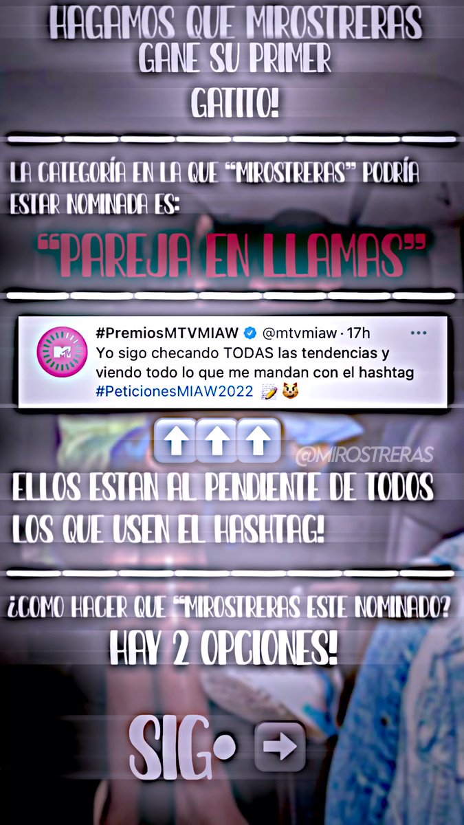 mirosstreras's tweet photo. Queremos qué MIROSTRERAS esté nominado en los MIAW. #PeticionesMIAW2022 @mirossoria @elrodcontreras 💚 https://t.co/RMBfcwUoW8