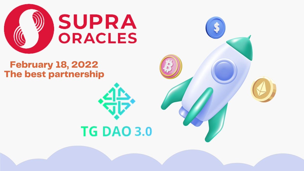 inside1507's tweet photo. SupraOracles is excited to announce its partnership with TG DAO 3.0😍😍😍
https://t.co/j1kKacRsn5
@SupraOracles 
@https://supraoracles.com/ https://t.co/x5vUxCf4qq