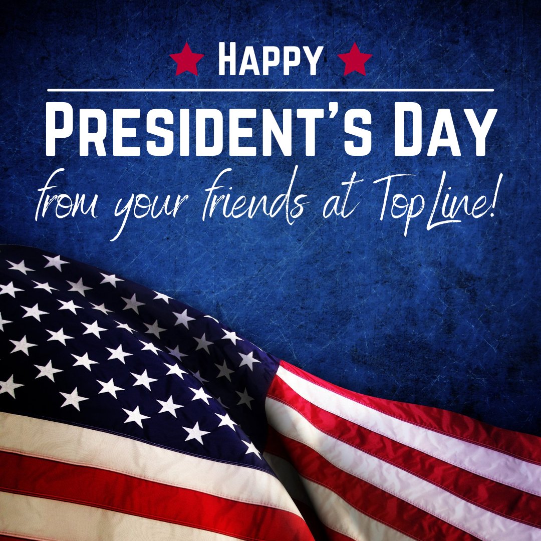 Happy President's Day from TopLine.🇺🇸

As a reminder, all TopLine locations will be closed on Monday, February 21, 2022 for an employee workshop. TopLine will resume normal business hours, Tuesday, February 22, 2022.