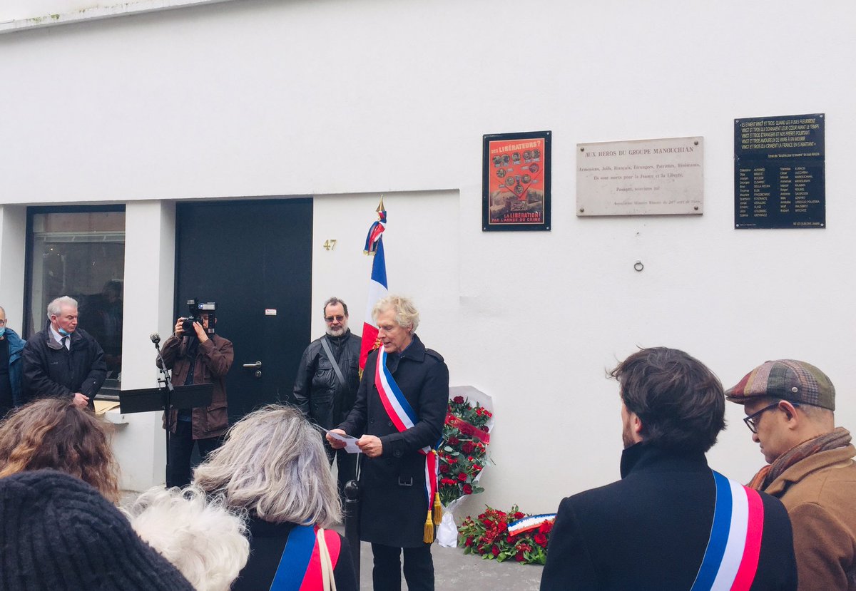 yannickhoppe's tweet photo. Aujourd’hui, #78ans après le 21 février 1944, @Paris se souvient du courage des 23 membres du groupe Manouchian dont une rue de #Paris20 porte le nom et où une fresque nous invite à garder la #mémoire vive et à ne jamais oublier face aux résurgences de l’inacceptable. 🕊 https://t.co/yaVpgzXrGw