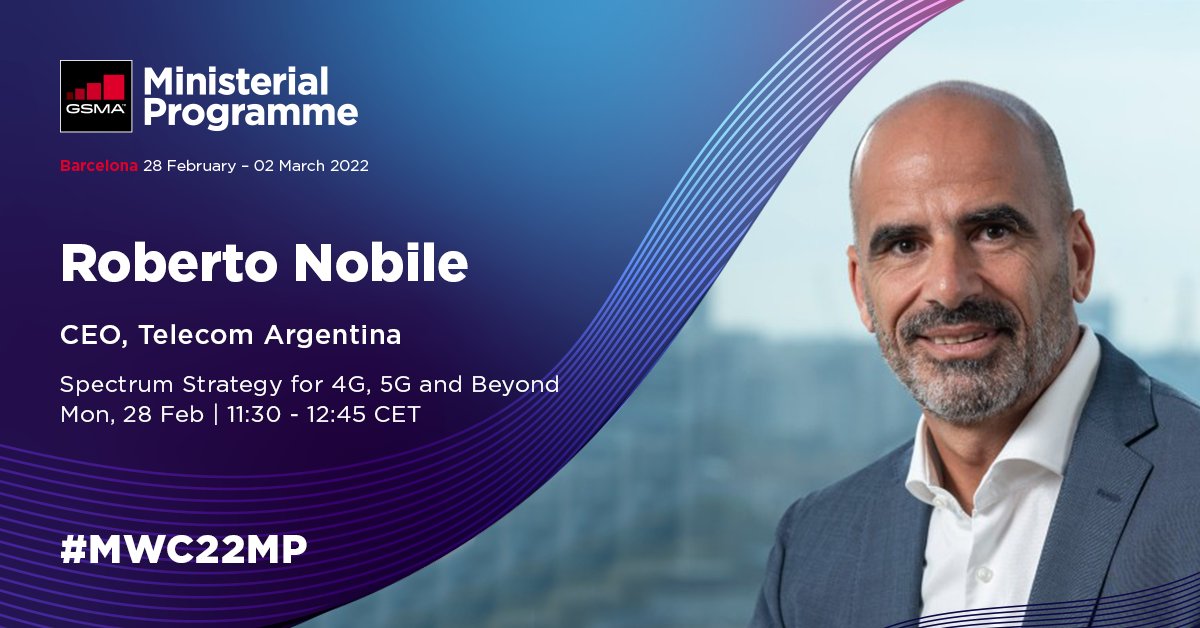 GSMALAC's tweet photo. En tan solo una semana abriremos las puertas de @Fira_Barcelona para una nueva edición de #MWC22.
@rdnobile, CEO de #TelecomAr, estará presente en el #MWC22MP, debatiendo sobre políticas de espectro para promover la innovación e inclusión.
Más info: https://t.co/G6NfMPDwZs. https://t.co/lCpNprfsrG