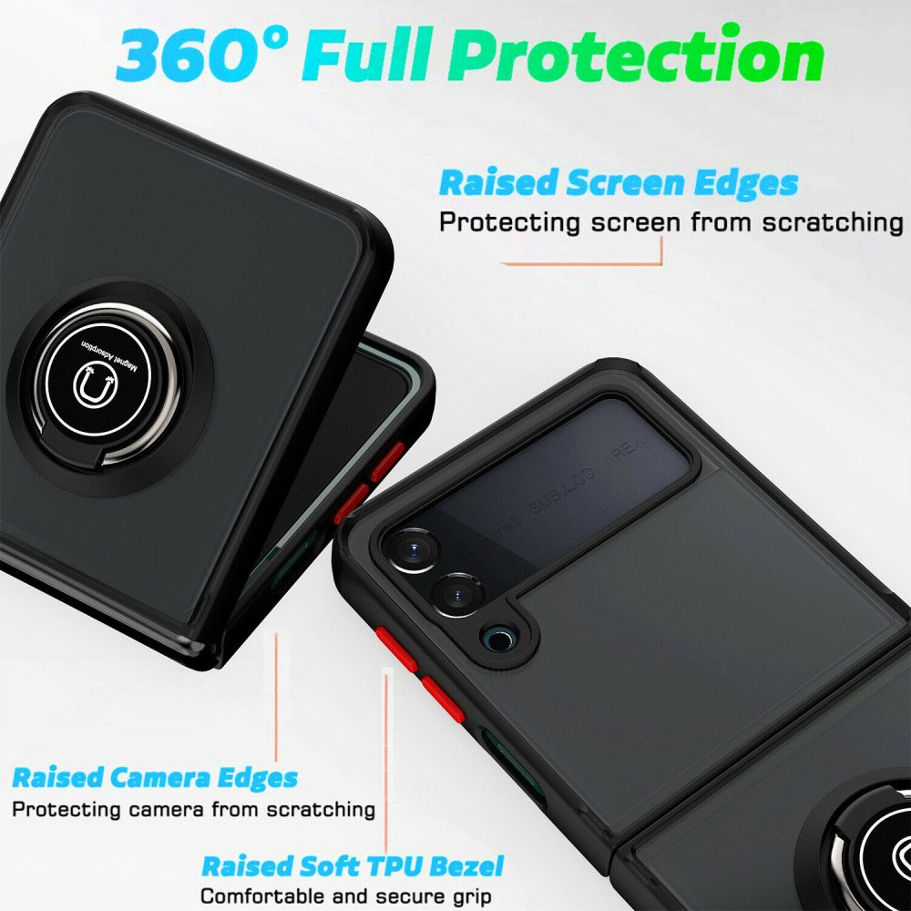 KIKOWireless's tweet photo. Full Body Protection Armor Hybrid 360 Ring Stand Protection Case for Samsung Galaxy Z Flip 3 5G available in Black and Red Colors https://t.co/P7qLke12o9