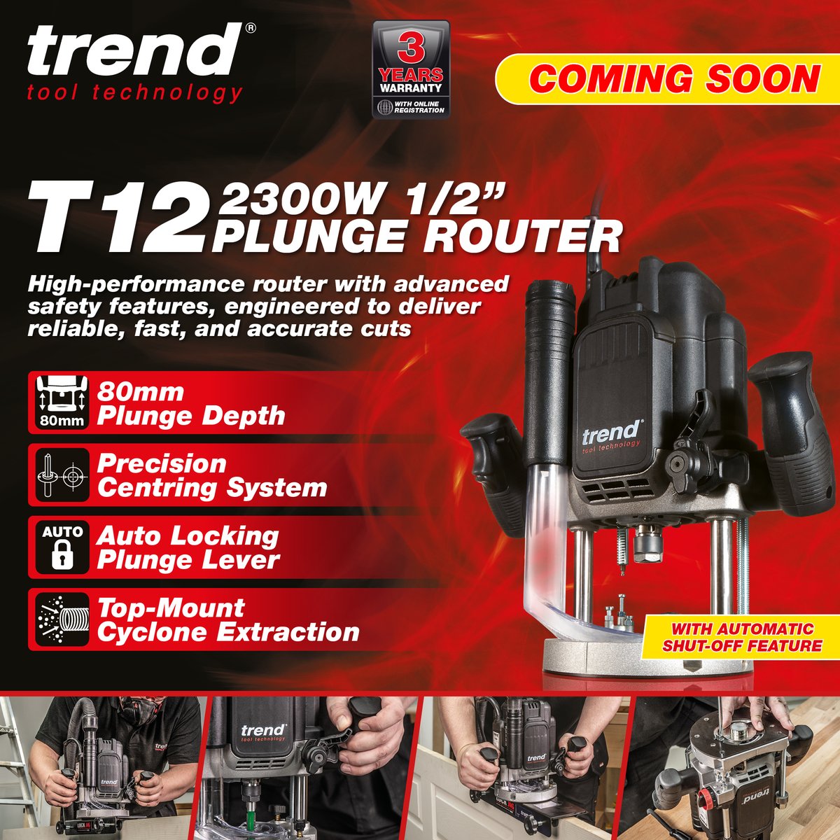 TrendToolTech's tweet photo. Our NEW T12 High-performance trade-focused plunge router is Coming Soon! You can now find out more details about this amazing new technology here 👉 https://t.co/sG5dFqpXBA

#TrendToolsUK #Router #ToolTechnology #PlungeRouter #Woodworking #Carpentry https://t.co/MrPtYMhcRR
