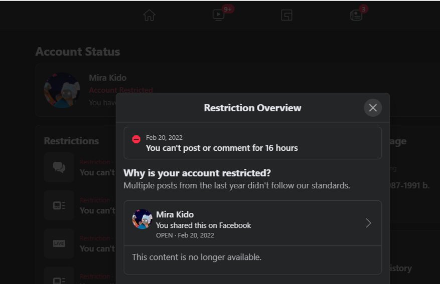 MirandaKido's tweet photo. Hey .@Meta and .@facebook! Is this a bug? How can I know what your algorithm thought I did wrong if I can't see it? 🤔  Is it a bug? No notice just direct restriction. Why?

#facebookdisabledme #facebooksupport https://t.co/9YhgbLlxS7