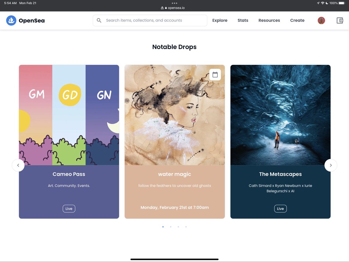 omggggg woke up to see 〰️ water magic 〰️ featured on <a href="/opensea/">OpenSea</a> homepage as a notable drop. 😱😭

opensea.io/collection/wat…

if you need me I’ll be on the floor