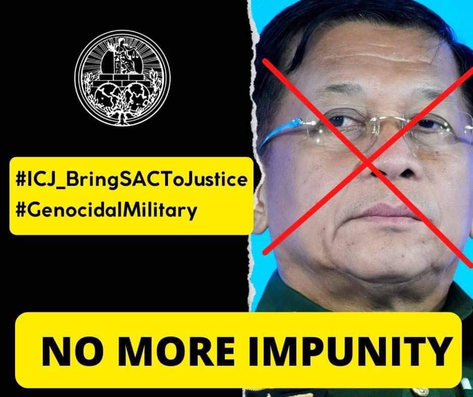 ZarmaniZN's tweet photo. "Peace will not be achieved while the Military remains above the Law” Genocidal Junta is making to live long life and commit more of genocide, massacre, war crimes like making human shield to rohingyas and civilians.
#ICJ_BringSACToJustice #GenocidalMilitary https://t.co/QTma1iuDsw
