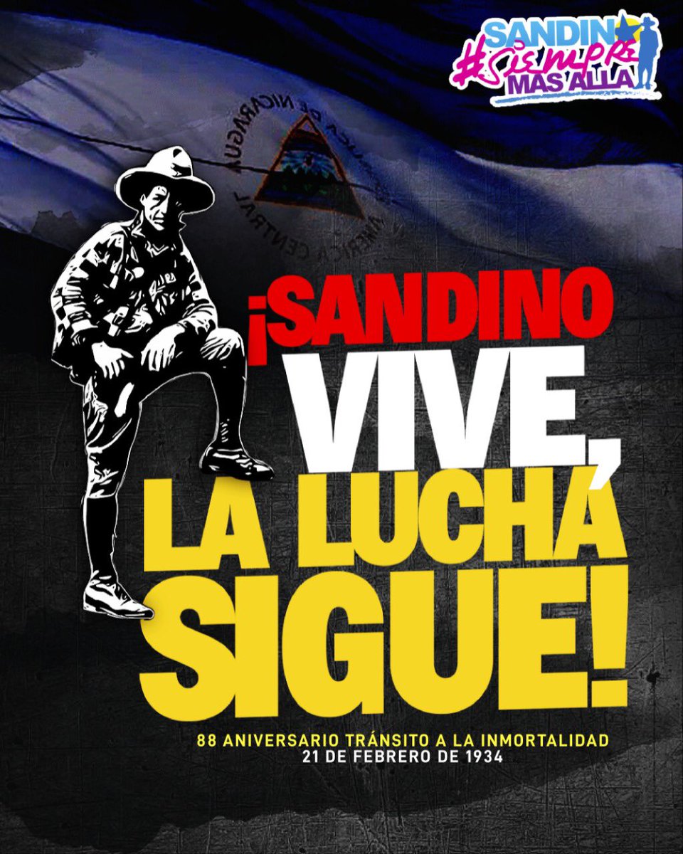 samcarrion18's tweet photo. ¡SANDINO VIVE, VIVE,VIVE! ✊🏼…
LA LUCHA SIGUE, SIGUE, SIGUE  🇳🇮

Tu obra es ahora un estandarte de patria libre y de dignidad, #SandinoSiempreMasAlla sonríe ❤️🖤
Pues nuestra patria tiene hijos e hijas que la aman y la defienden #UnidosEnVictorias https://t.co/cjuVtuQePL