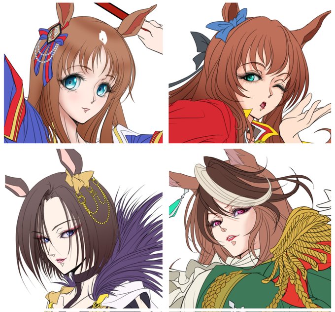 ウマ娘なのに牛歩のごとき進捗ですが下塗り状態でやっと四人まで来ました。グラスワンダー、マルゼンスキー、エアグルーヴ、シンボリルドルフです。 