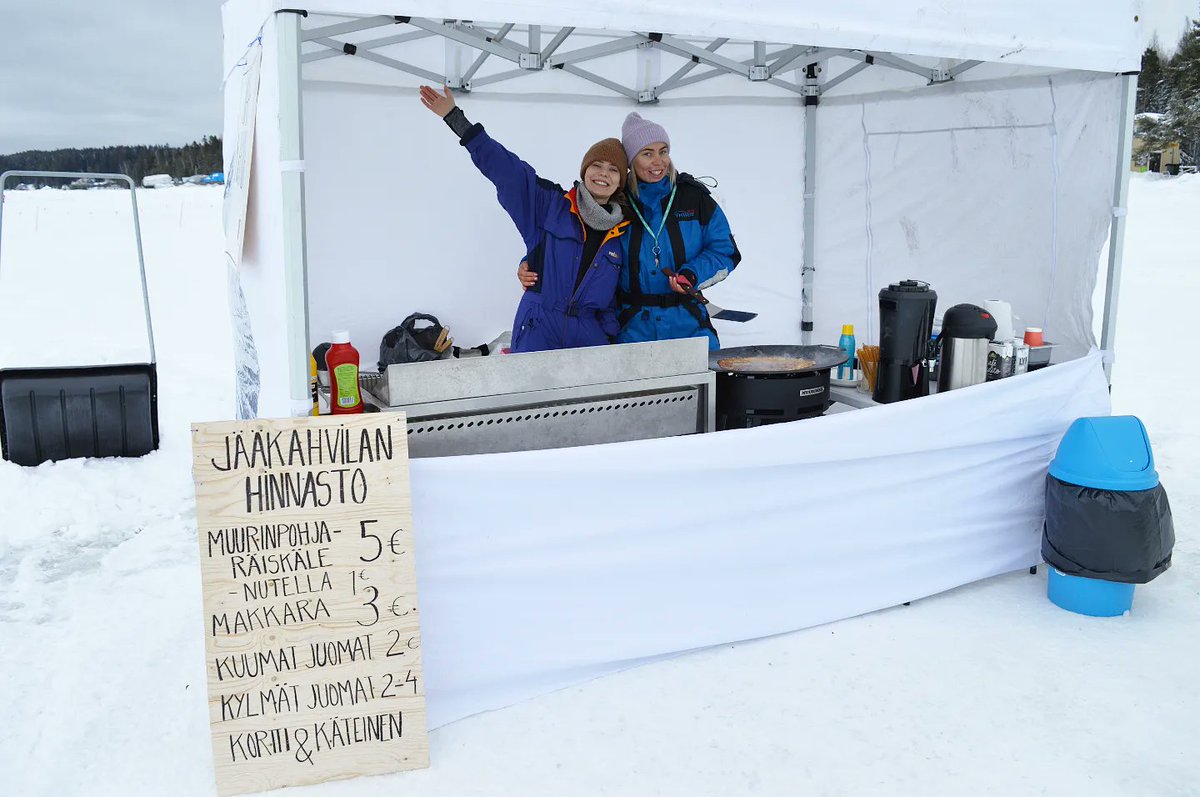 MmtTamk's tweet photo. Proakatemia's team company Saawa Osk builded Jääkahvila in Rauhaniemi for two weeks! The café is open every day from 21 February to 6 March from 10 am to 5 pm. I got to taste some of the wonderful pancakes on the opening day and oh that they tasted like a piece of heaven! 😍 https://t.co/QRxISowNpy