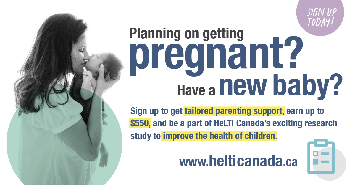 YMCbuzz's tweet photo. Starting a family? 👶

Sign up for an important study by @HeLTI_Canada and earn up to $550. PLUS get free access to a personalized website to support your family’s health/parenting needs. 🙋
 
Visit https://t.co/WkiWsKOVkM. #ad
Please Share! https://t.co/wUBsbCi1Zd