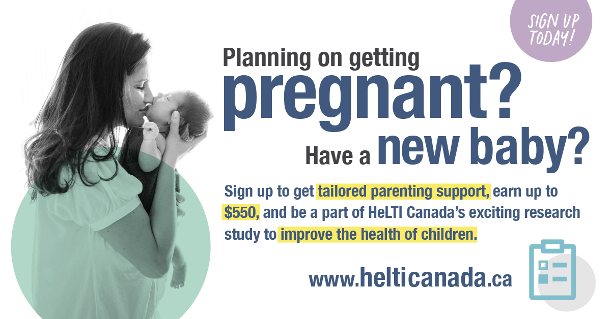 Is having a baby on your radar? 🙋🏻 Get free access to personalized parenting support plus earn up to $550. Sign up to be a part of @HeLTI_Canada's research study now! helticanada.ca #ad Please share!
