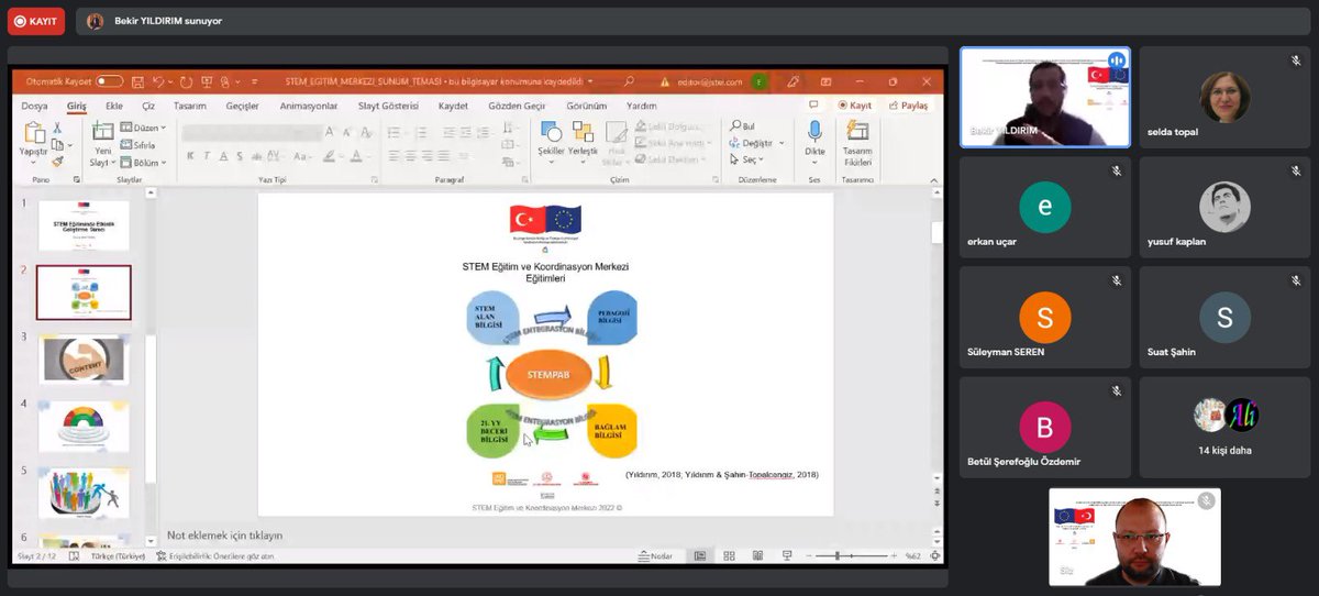 “STEM Eğitiminde Etkinlik Geliştirme Süreci” başlıklı sunum için Doç. Dr. Bekir Yıldırım hocamıza teşekkür ederiz. @DrBekirYildirim
