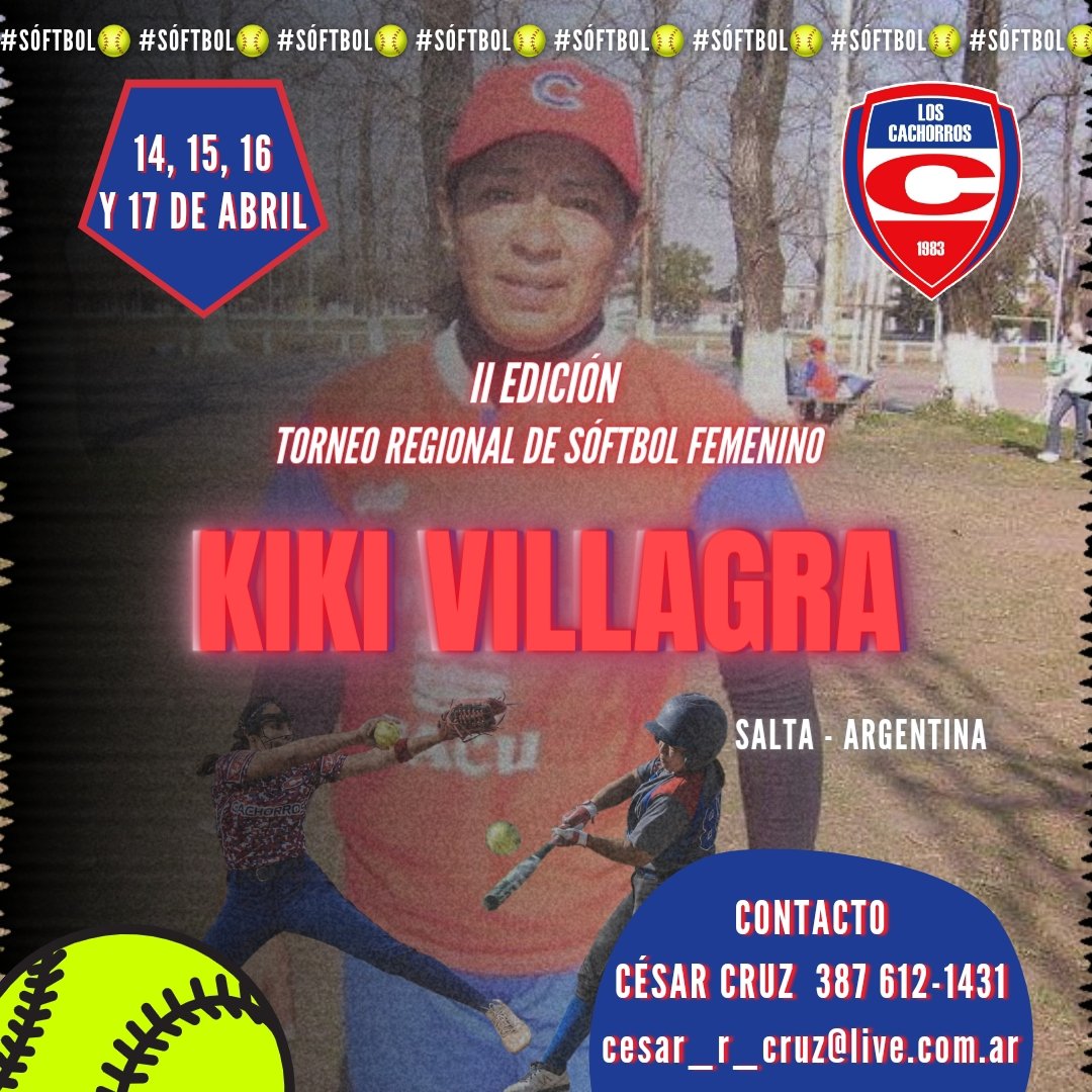 CachorrosSalta's tweet photo. #Sóftbol🥎 / TORNEO KIKI VILLAGRA

¡ⒾⓃⓈⒸⓇⒾⓅⒸⒾⓄⓃⒺⓈ ⒶⒷⒾⒺⓇⓉⒶⓈ!

Para más información comunicate al 387 612 1431 (Cesar Cruz) o por email a 
cesar_r_cruz@live.com.ar

#PasiónTricolor🙌🏽 https://t.co/vDFKgHviuB