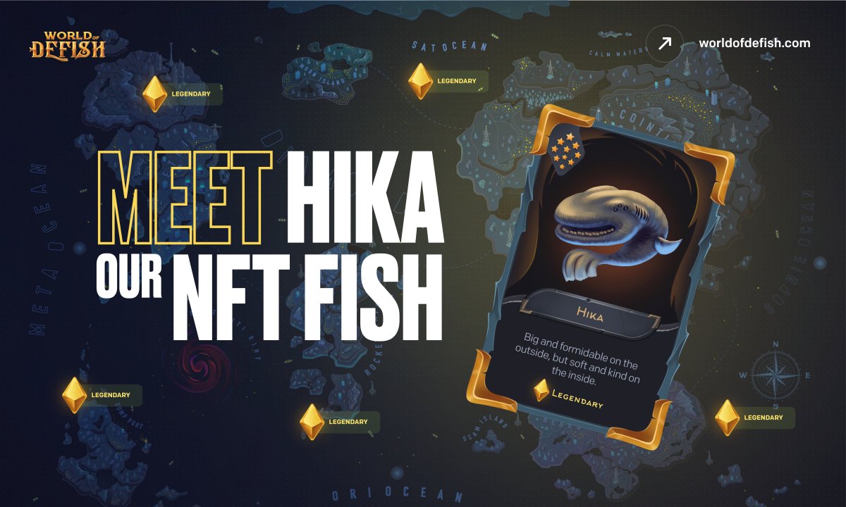 WorldOfDefish's tweet photo. A fish with a really big heart! 💙
Meet Hika. Our legendary NFT fish!

Big and formidable on the outside, but kind and soft on the inside. His three 👀 help him be on the lookout and stay out of danger! 

🥰 You should befriend with him
#FishCard #Hika https://t.co/FAgAbkWCrS