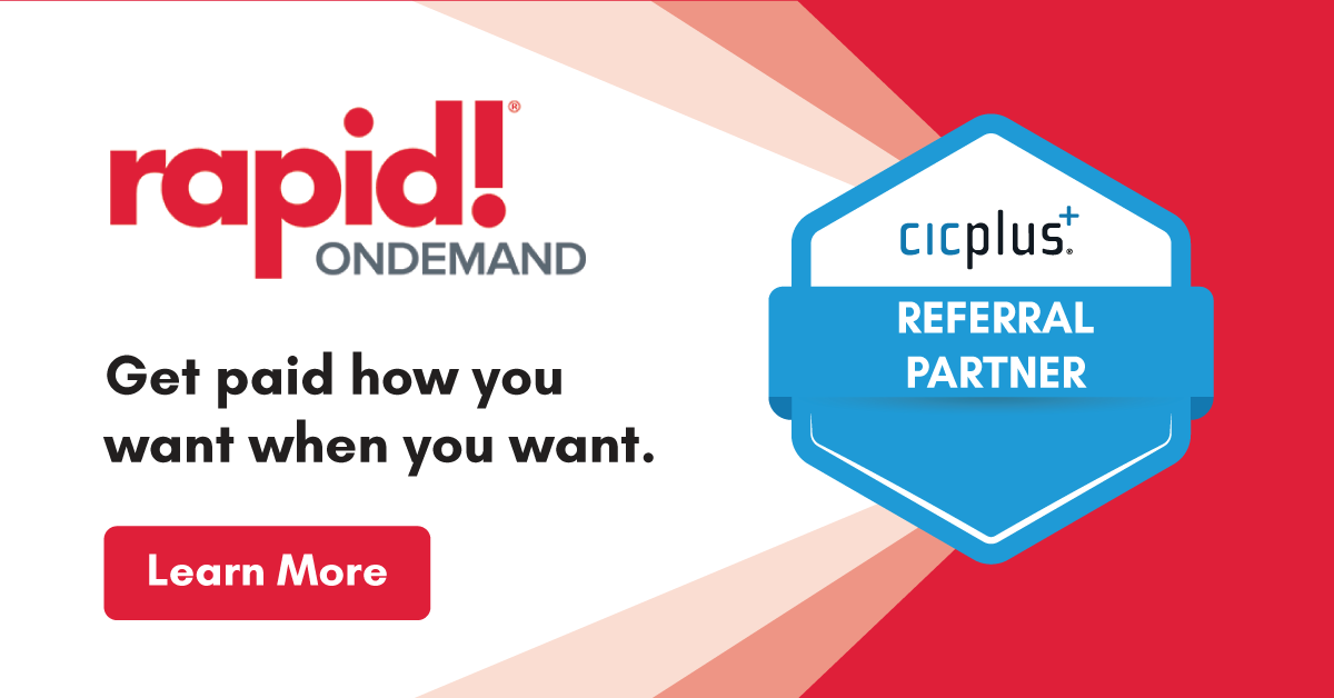 CICPlus's tweet photo. This months Partner Spotlight goes to @rapidPayCard! Thanks for working with us to remove administrative burdens facing #Payroll departments &amp; making a real impact on the clients we serve together. Learn more about our partnership with rapid! here: https://t.co/IR8seyB9wy https://t.co/gAbNsoPmaZ
