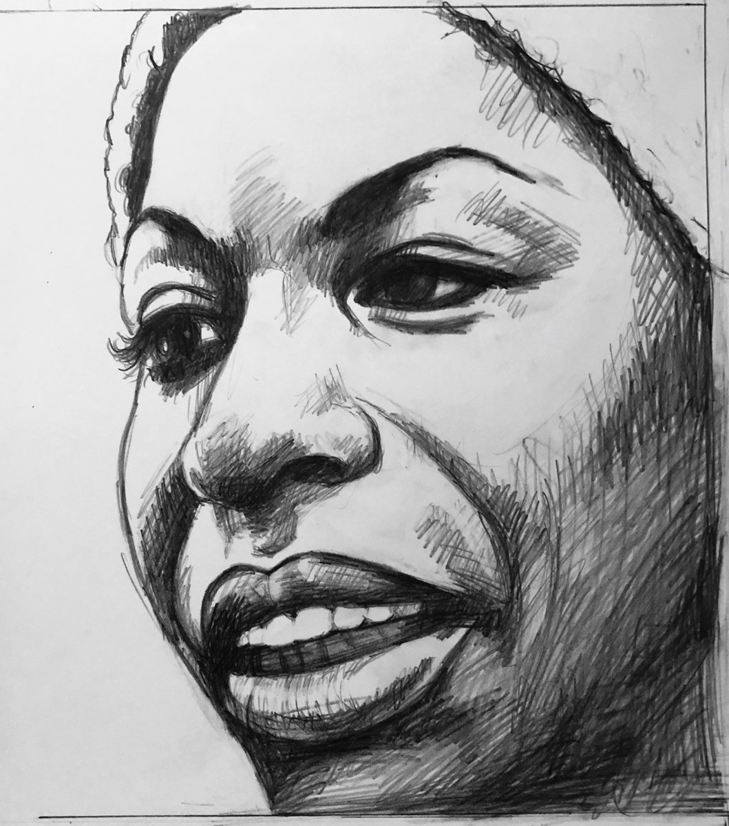 Happy Birthday the brilliant NINA SIMONE, here in pencil. NS: “Sometimes I sound like gravel and sometimes I sound like coffee and cream.” But she always sounds great!