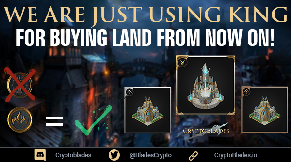👑#KING Token is now EXCLUSIVELY used for buying #CBK Land #NFTs!

🎉To celebrate this milestone, we have a $1000 KING giveaway for 50 winners!

▶️More Info: cryptoblades.medium.com/a407ae1c953c

▶️Buy Land: bazaar.market/buy/skillshop

▶️Giveaway: giv.gg/kingforland

#Crypto #playtoearn