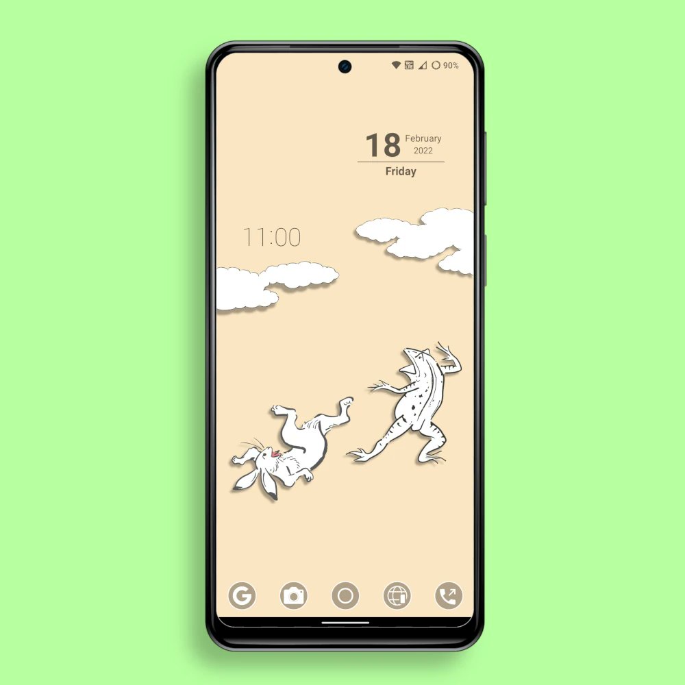 Wasters Haven 管理人 スマホ 鳥獣戯画風味な壁紙を作ってみる ある日のこと スマホの壁紙を鳥獣戯画にしたい と思い立ちました 直前にそれ関係の何かに触れた とかではなく唐突に あれほど有名な作品なら ネットを探せばすぐにでも素材が