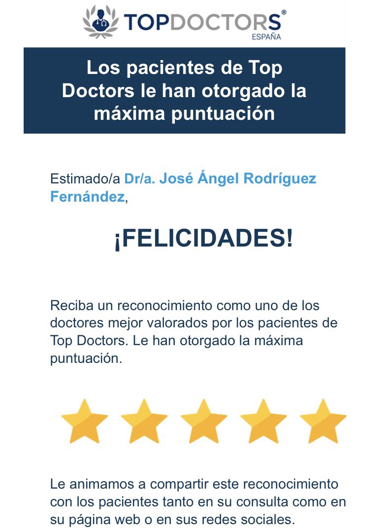 jangelRodFer's tweet image. Un año más. Muy orgulloso. Quiero agradecer a mis pacientes este reconocimiento. Gracias, de todo “corazón” ♥️ @TopDoctors_es