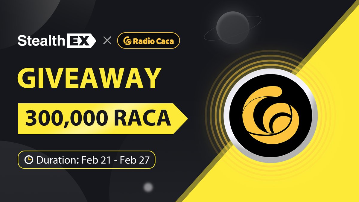 In collaboration with #RadioCaca, we are pleased to kick off a major giveaway of 300,000 $RACA 🥳

- Follow <a href="/StealthEX_io/">StealthEX</a>, <a href="/RadioCacaNFT/">Follow @RACA_3</a>, <a href="/USMverse/">USMLab.bab</a> and @JazChain
- 💛 &amp; RT
- Tag 3 friends

10 lucky winners who will receive 30,000 $RACA each will be announced on February 27th 💰
