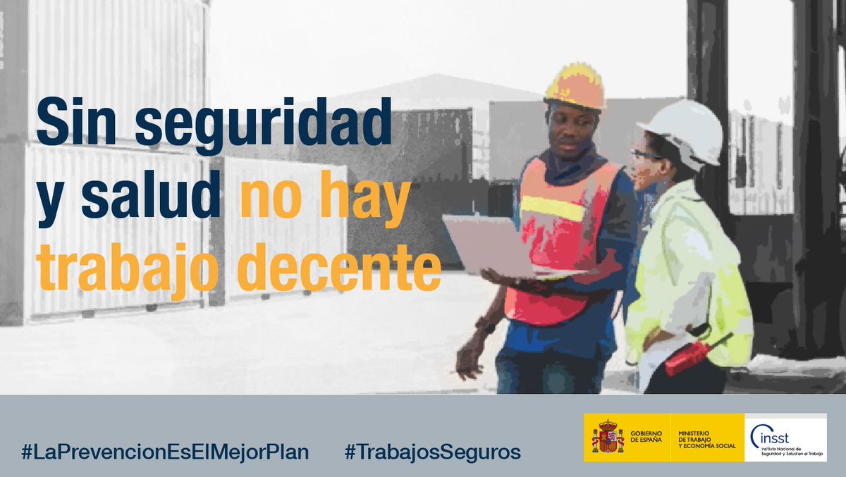 INSST_MITES_GOB's tweet photo. No hay #TrabajoDecente si no se garantiza la seguridad y salud de quien lo realiza. La prevención no es opcional. Para conseguir #TrabajosSeguros y evitar #accidenteslaborales #LaPrevencionEsElMejorPlan #INSST. https://t.co/0Lt8n71keO