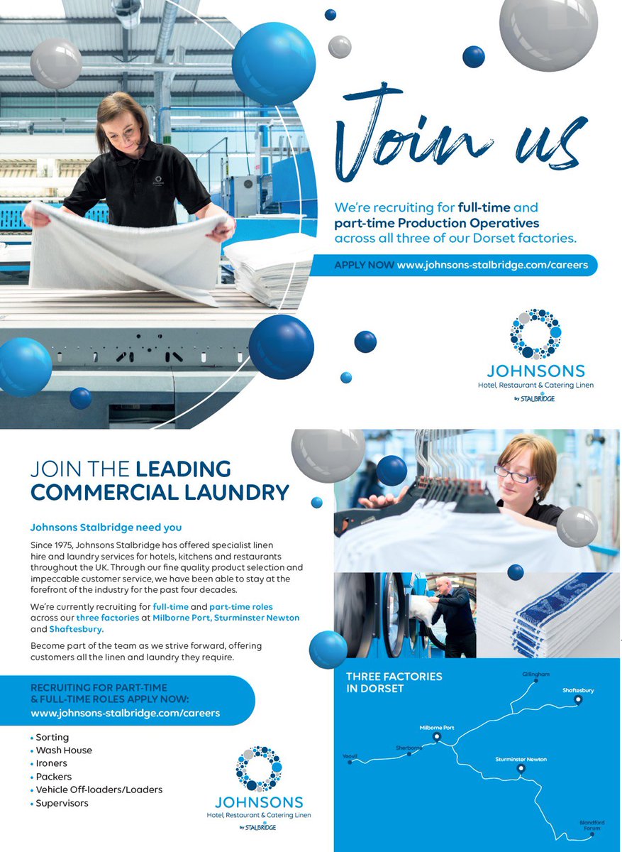 We are recruiting across all our Dorset factories apply now via our website #recruitment #linen #Production #dorsetjob #stalbridgelinen #fulltimejob #parttimejob