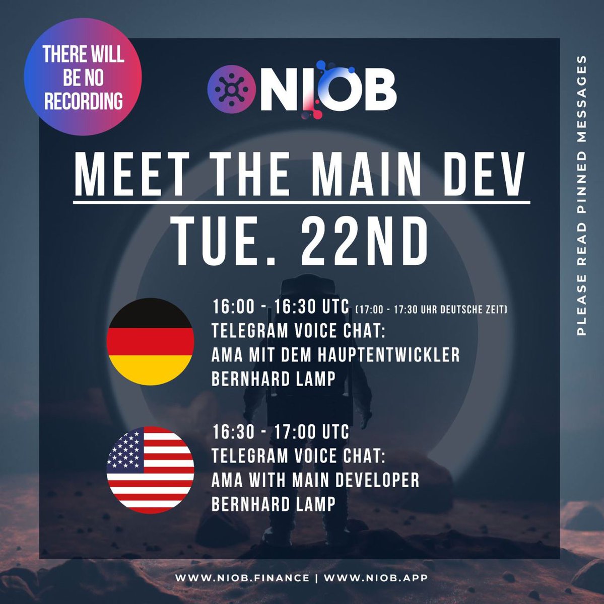 niobfinance's tweet photo. $NIOB @bitcoinnews Big News tomorrow! ��🔥🔥
🇺🇸Tomorrow 22.02.2022 Live AMA with MainDev
Ask me Anything. everyone will have the opportunity to ask his questions!
Visit: https://t.co/wfTHi00NUv
#Q2_2022
#NiobDeliverQ2
#StayTuned
#PrepareForRocketLaunch https://t.co/Hmn1E2CceR
