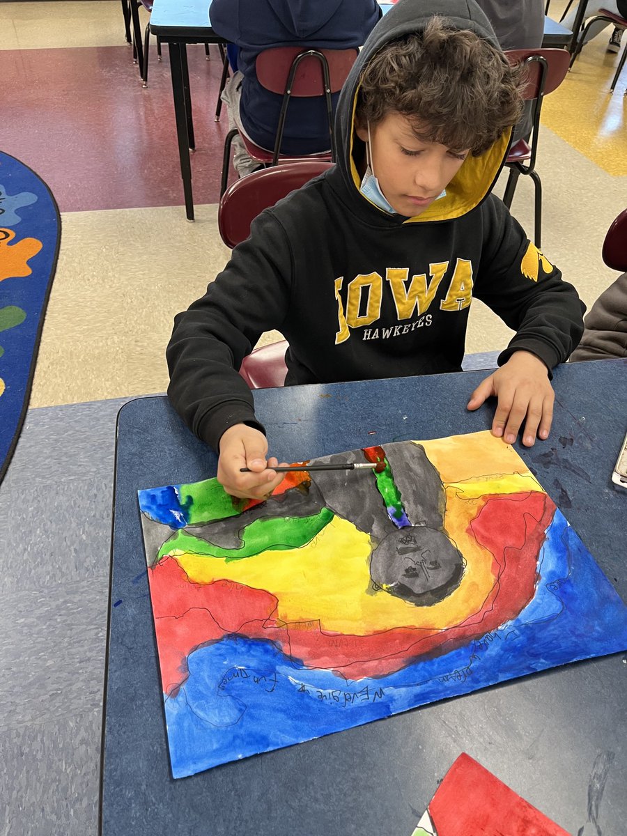 Two future POLAR BEARS working hard on their Martin Luther King Portraits!