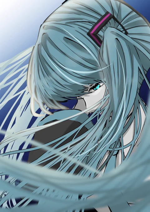 初音ミク落書き。ワンドロしようとしたけど間に合わなかった。#初音ミク #初音ミクイラスト #イラスト好きな人と繋がりたい  #絵描きさんと繋がりたい  #落書き 