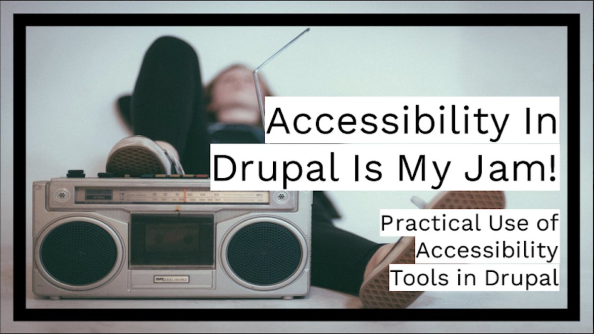 katannshaw's tweet photo. Thanks to all that attended my @fldrupalcamp talk #Accessibility in #Drupal Is My Jam: Practical Use of Accessibility Tools in Drupal. As promised here are my slides https://t.co/47uo4GrnRm (PDF) &amp; Amazon Florida playlist https://t.co/cS4BtSZLXQ🧑‍🎤 Please RT w/questions. #Lullabot https://t.co/qlWZfXRjKB