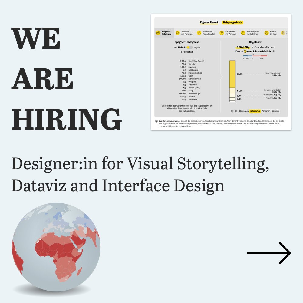 Hendrik Lehmann hendriklehmann.bsky.social (@plateauton) on Twitter photo Lust auf Visual Journalism, #dataviz und investigative Recherchen? Das <a href="/Tagesspiegel/">Tagesspiegel</a> Innovation Lab wächst. Wir suchen eine*n Designer*in, um mit uns die nächsten verrückten Geschichten zu entwickeln. Fantastisches Team garantiert!
…rlagdertagesspiegelgmbh.softgarden.io/job/15912828?l… Lust auf Visual Journalism, #dataviz und investigative Recherchen? Das <a href="/Tagesspiegel/">Tagesspiegel</a> Innovation Lab wächst. Wir suchen eine*n Designer*in, um mit uns die nächsten verrückten Geschichten zu entwickeln. Fantastisches Team garantiert!
…rlagdertagesspiegelgmbh.softgarden.io/job/15912828?l…