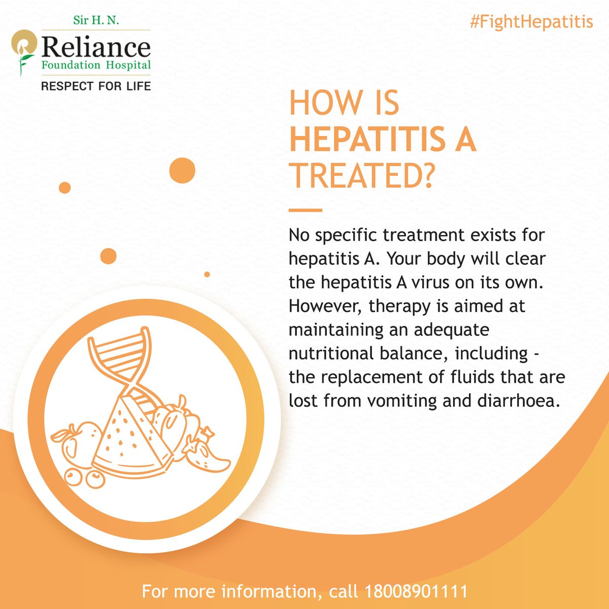 Good hygiene practices that include washing hands frequently, is one of the best ways to protect against hepatitis A. Moreover, the hepatitis A vaccine can help prevent infection with the virus.
To know more, call 18008901111 or visit: bit.ly/RFH-Gastroente…. 
 
#FightHepatitis