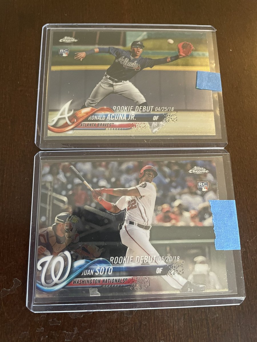 bscholtz12's tweet photo. Ronald Acuna topps chrome rookie debut $15 juan Soto topps chrome rookie debut $21 Be specific on which you’re claiming. @Hobby_Connect @sports_sell @HobbyConnector https://t.co/3VxxruhDzl