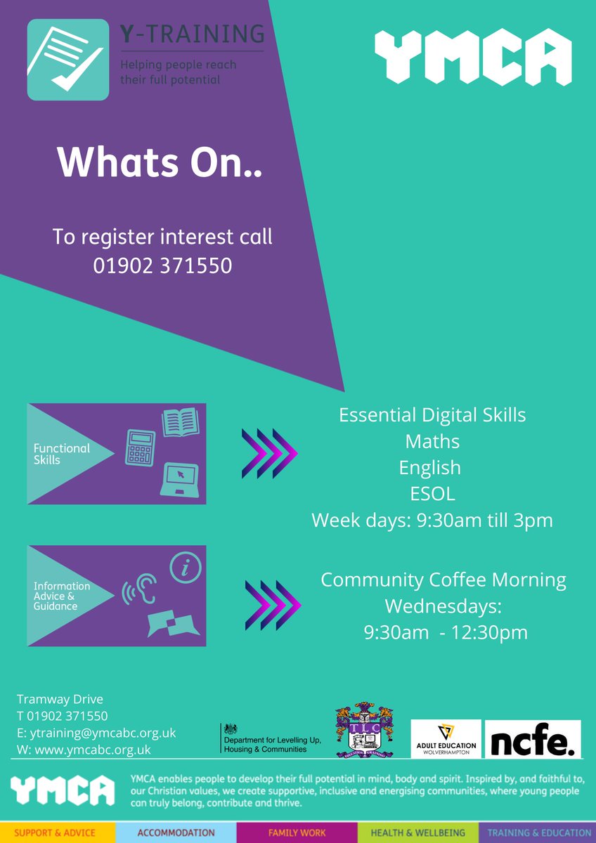 New classes available at City Gateway, please call 01902 371 550 or email ytraining@ymcabc.org.uk to register your interest.