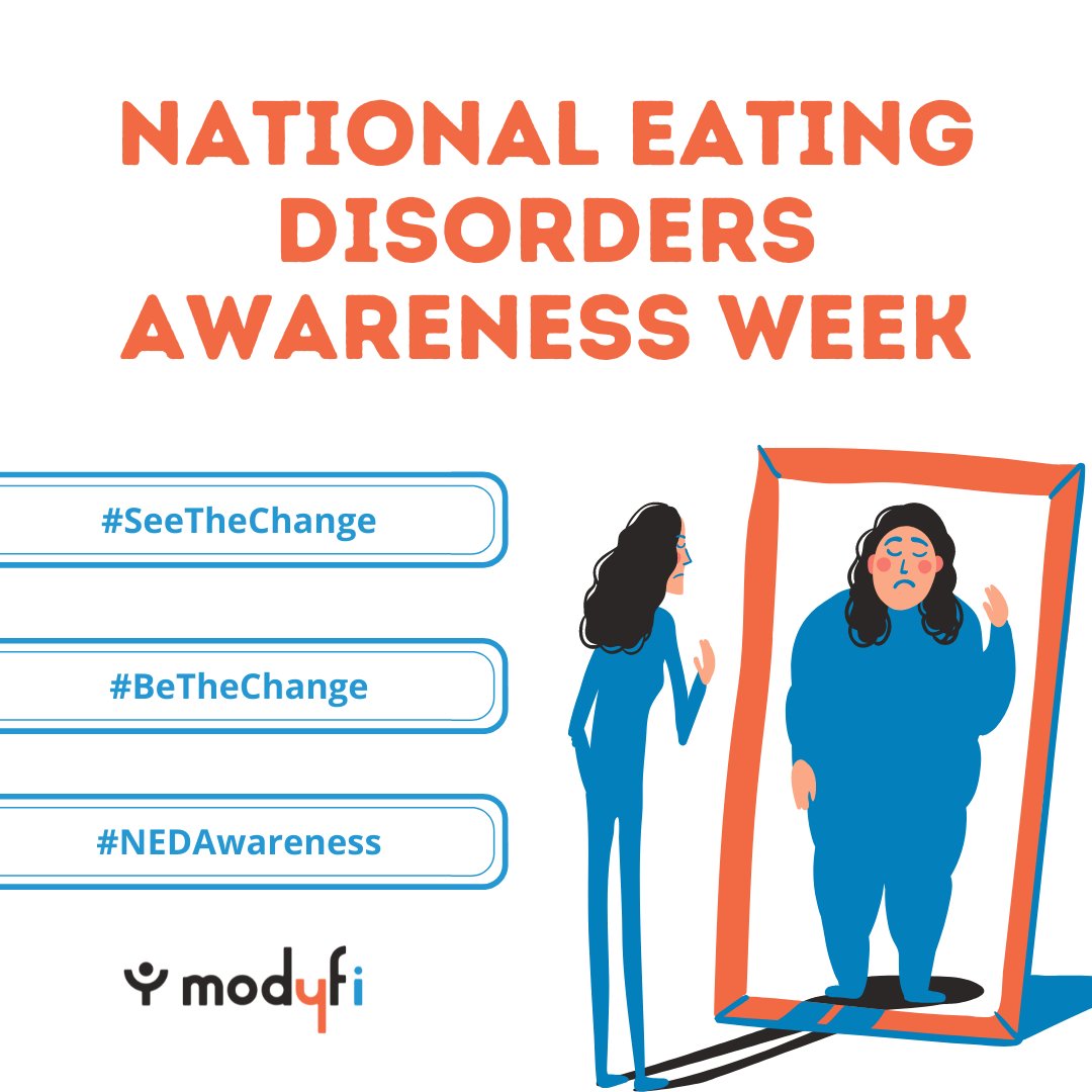 Modyfi_Health's tweet photo. Whether you have been personally affected by an eating disorder or care about someone who has, you have the power to help us pave the way for a world without eating disorders. National Eating Disorders Helpline 800.931.2237 and chat (https://t.co/P5jDjyB9qN) #modyfi #mentalhealth https://t.co/HZrWubSRKy
