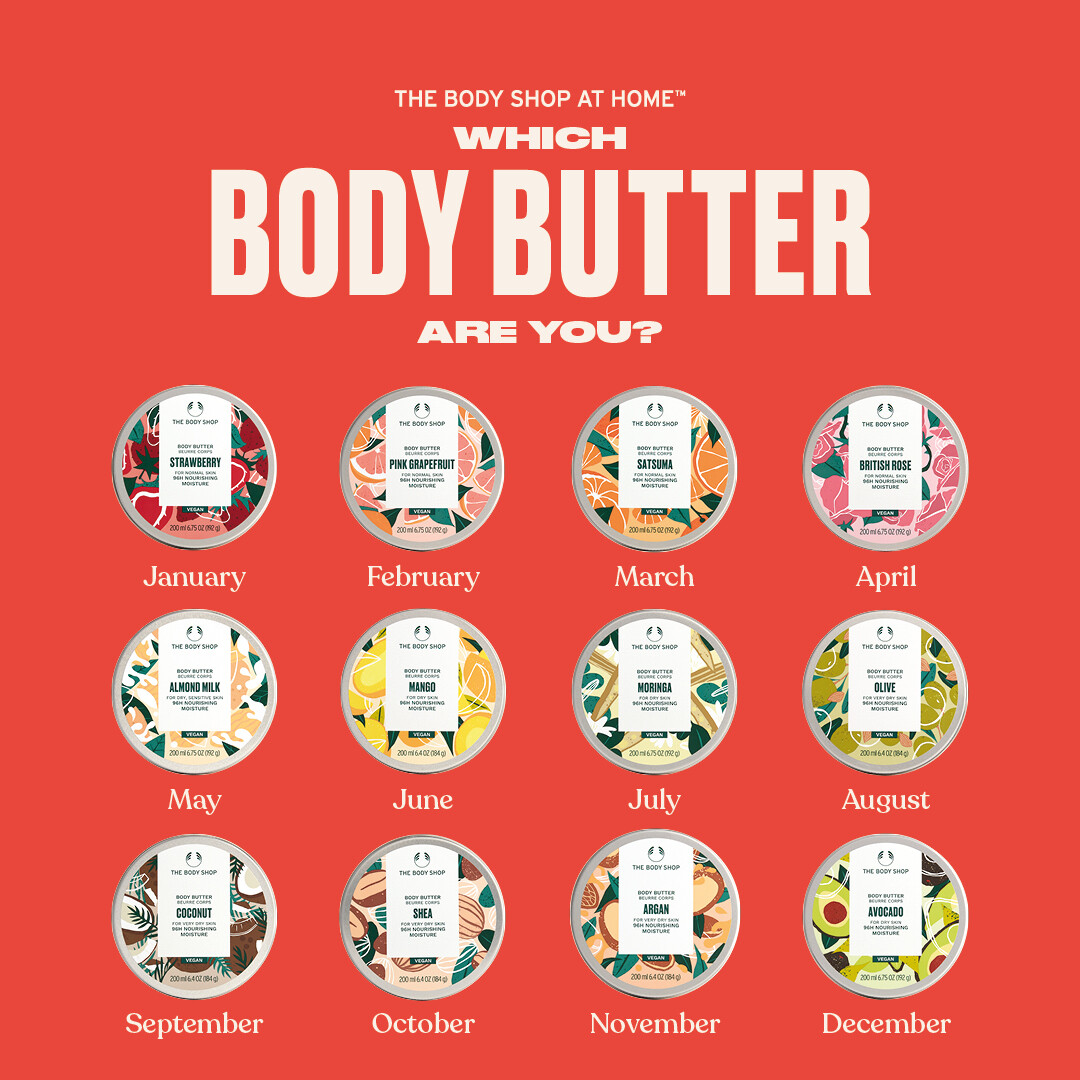 This looks like fun!
Which Body Butter are you?

Pick your birth month and see if this Body Butter is one you love or if it's one that you think matches your personality.

I'll take them all. 😏
#BodyButter #Skincare #Fun #WhichOne