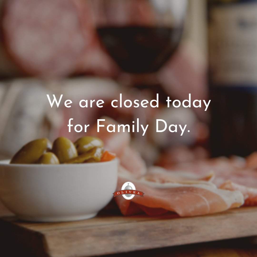 oliveakingston's tweet photo. Wishing you all a Happy Family Day!

Please note we are closed today.

#ygk #ygklove #restaurant #freshmadedaily #olivearestaurant #ygkeats  #yumgk https://t.co/QD9n31NVtn