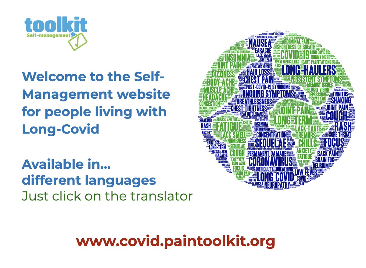 paintoolkit2's tweet photo. Self-Management information for people living with #LongCovid - aka Long-Haulers Symptoms should get better over time, some may take longer than others, but there are things you can do to help. Available in different languages. https://t.co/FAaLuyfejw
#LongHaulers https://t.co/x0uNqxw751
