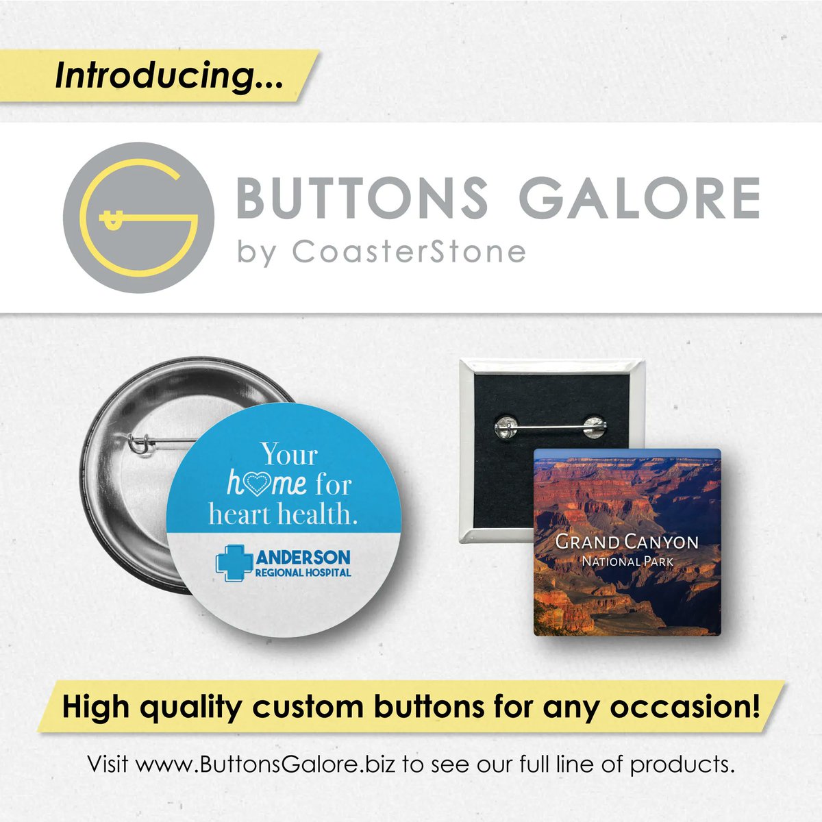 In January of 2022, CoasterStone® completed the acquisition of Buttons Galore based out of Brownsburg, Indiana. Visit butonsgalore.biz to see all the new and exciting products we have added to our line!

#coasterstonecustom #buttonsgalore #custombuttons