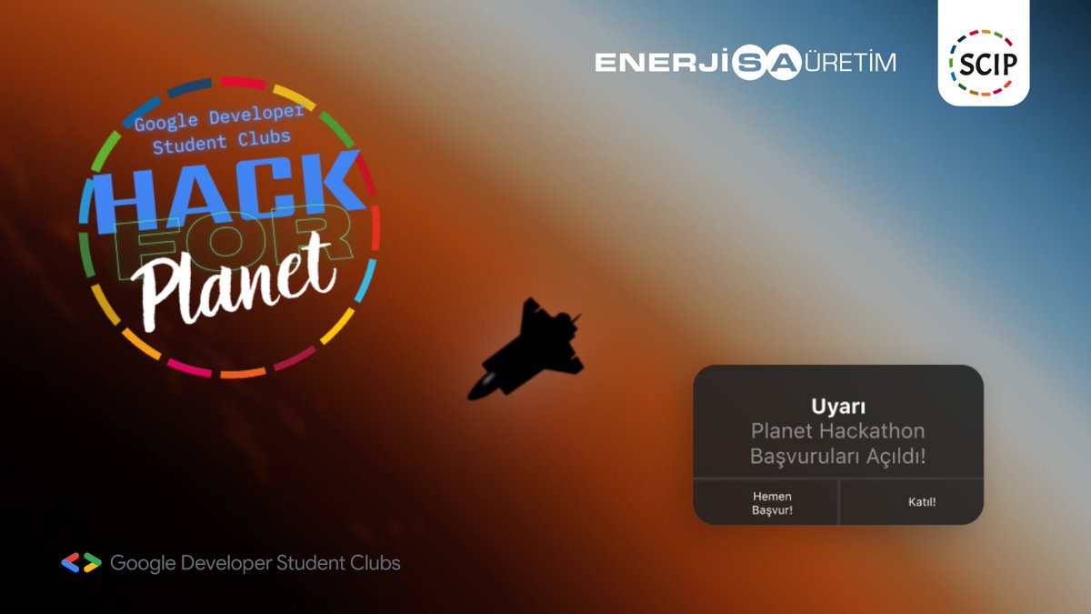 📣 04-05-06 Mart tarihlerinde Enerjisa Üretim sponsorluğunda gerçekleşecek Planet Hackathon'un başvuruları açıldı! 

#google #googledeveloperstudentclubs #hackathon #SCIP