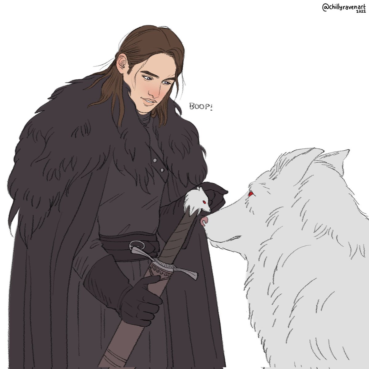 Just a boy and his emotional support direwolf...🖤

#chillyravenart