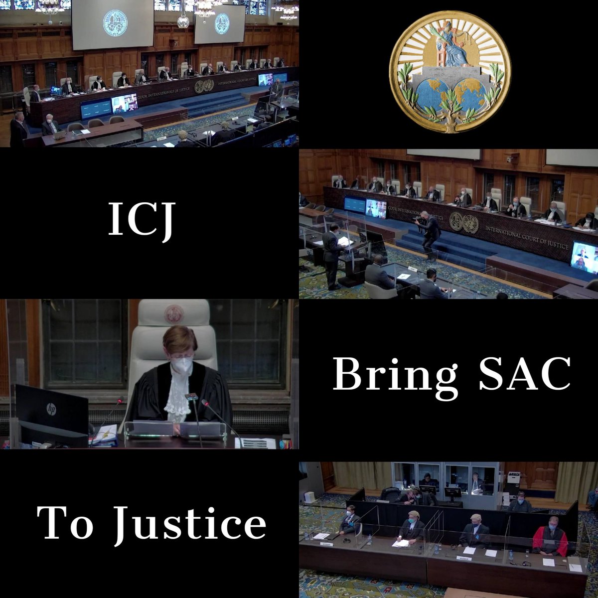 MayWongST's tweet photo. As @CIJ_ICJ hears preliminary objections in case of #TheGambia vs #Myanmar regarding #Rohingya Genocide accusations, many simultaneously releasing messages/graphics👇🏽to prosecute #military. Military defence lawyers arguing for court to dismiss application #WhatsHappeninglnMyanmar https://t.co/jODI0o4nZ4