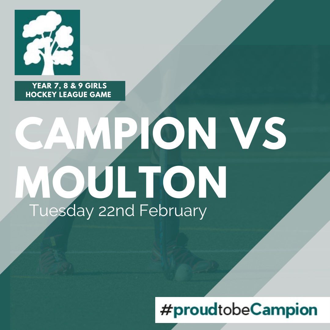 Campion School PE DE (@pe_campion) on Twitter photo Year 7, 8 & 9 Girls take on <a href="/MoultonSchoolPE/">Moulton School PE</a> tomorrow in the South Northants Hockey league!
Good luck to both teams!💪
#ProudtobeCampion Year 7, 8 & 9 Girls take on <a href="/MoultonSchoolPE/">Moulton School PE</a> tomorrow in the South Northants Hockey league!
Good luck to both teams!💪
#ProudtobeCampion