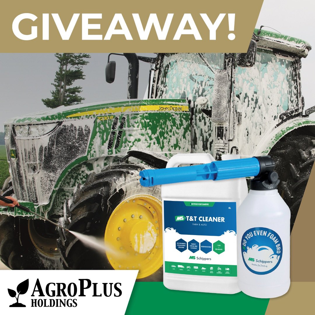 We're giving away a 4L T&amp;T Cleaner &amp; Foam Kit B!

HOW TO ENTER:
1)TAG a friend in the comments
2FOLLOW <a href="/TandTCleaner/">T&T Cleaner</a> &amp; <a href="/HoldingsAgro/">AgroPlus Holdings</a> 
3)For additional entries, visit <a href="/AgroPlusSolns/">Agro Plus Solutions</a> &amp; <a href="/Agroplus5/">Agroplus</a> 

Contest ends at noon Feb 25, 2022 One prize package per page (random draw) Good luck