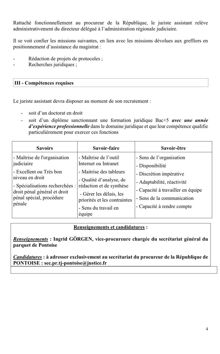 🔴 TRÈS URGENT- le parquet de #Pontoise recrute un #JuristeAssistant. Envoyez votre CV + lettre de motivation sans délai. #Justice #Droit #Emploi #Recrutement #Juriste #TeamEnm #ENM #Procureur