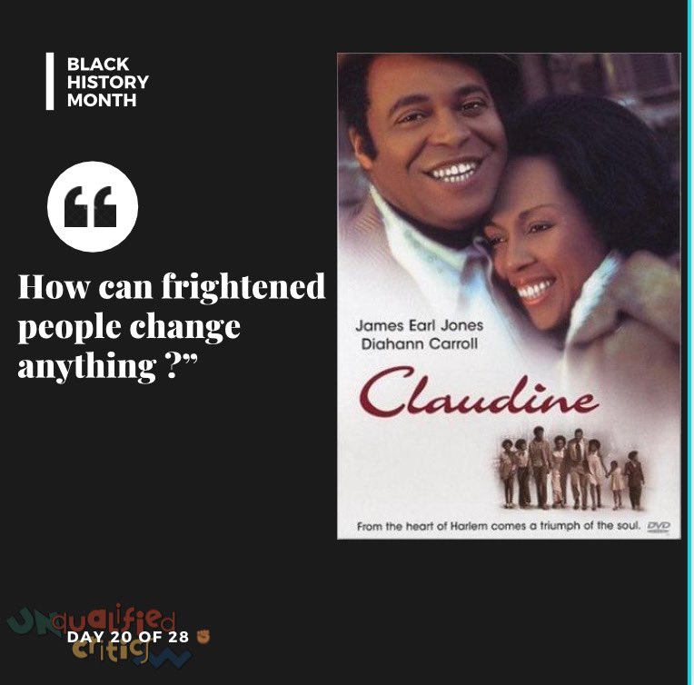 CriticsPc's tweet photo. Day 20 of 28✊🏽✊🏾✊🏿 #Claudine

#BlackCinema #BlackHistoryMonth
#BlackMagic #UnqualifiedCritics #28Blackfilms #BlackGirlsRock #KansasCity #Podcast #diahanncarroll #jamesearljones #tamu #lawrencehiltonjones #socorrostephens https://t.co/ALwtHTsI3S